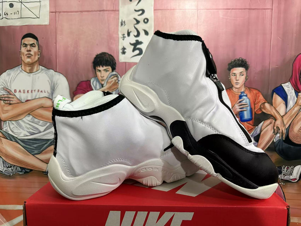 Nike Air Zoom Flight The Glove Basketball Shoes in White Black - product image from the listing.
