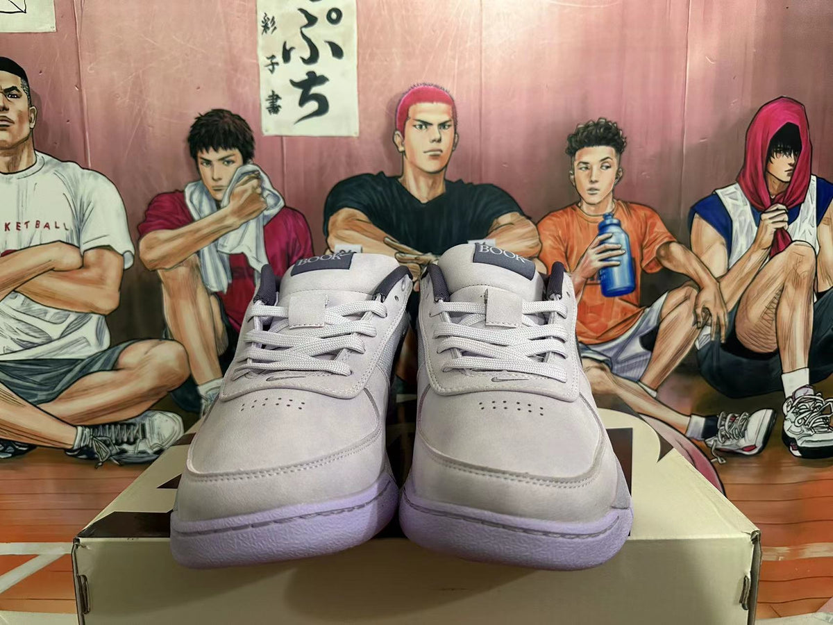 Gray and Purple Nike Book 1 Basketball Shoes - product image from the listing.