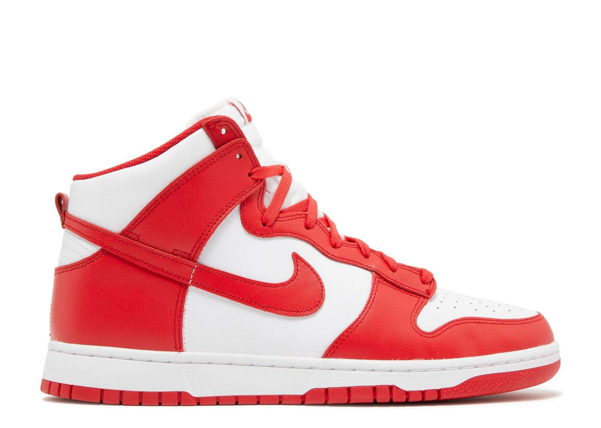 "Championship Red" Nike Dunk High Sneakers - product image from the listing.