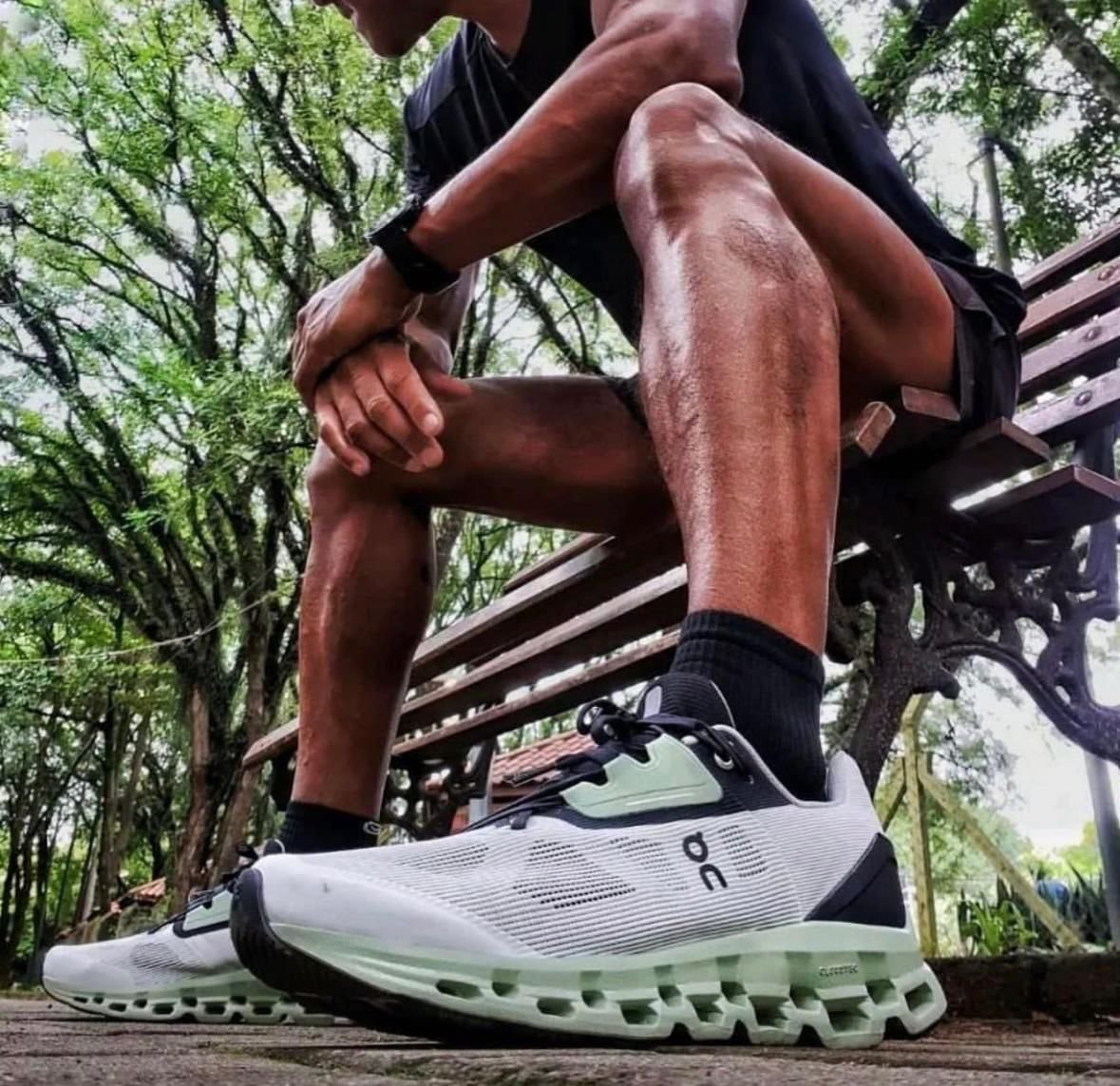 On Cloudstratus White Black Sage Shoes for Running - product image from the listing.