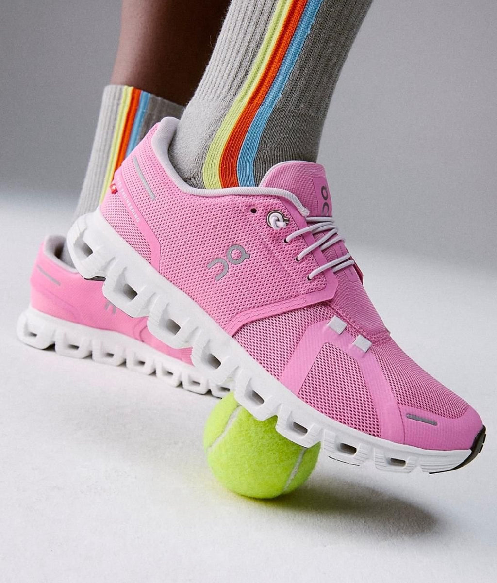 On Cloud 6 Raspberry White Lifestyle Trainers - product image from the listing.