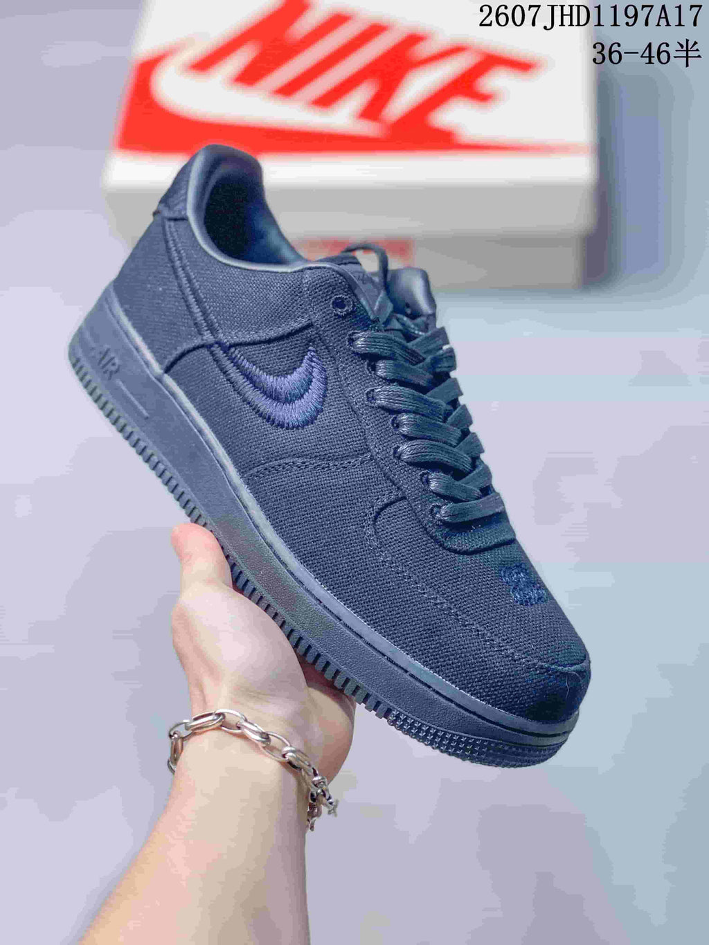 Nike Air Force 1 '07 x Stussy Sneakers in Black 2607JHD1197A17 - product image from the listing.