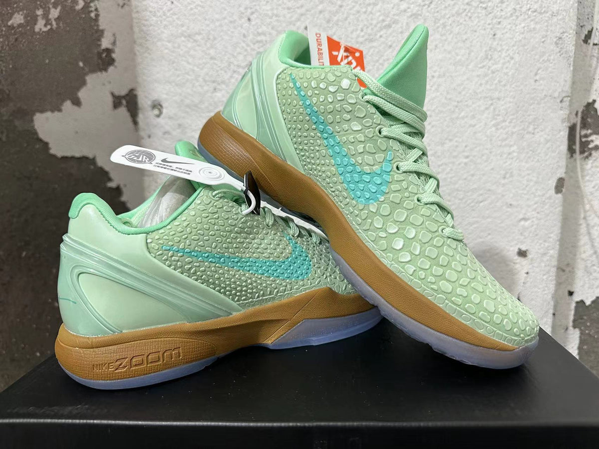 Nike Kobe 6 Basketball Shoes, in Mint Green and Gum - product image from the listing.