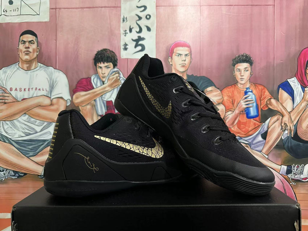 Nike Kobe Black Mamba Basketball Shoes, in Black and Gold - product image from the listing.