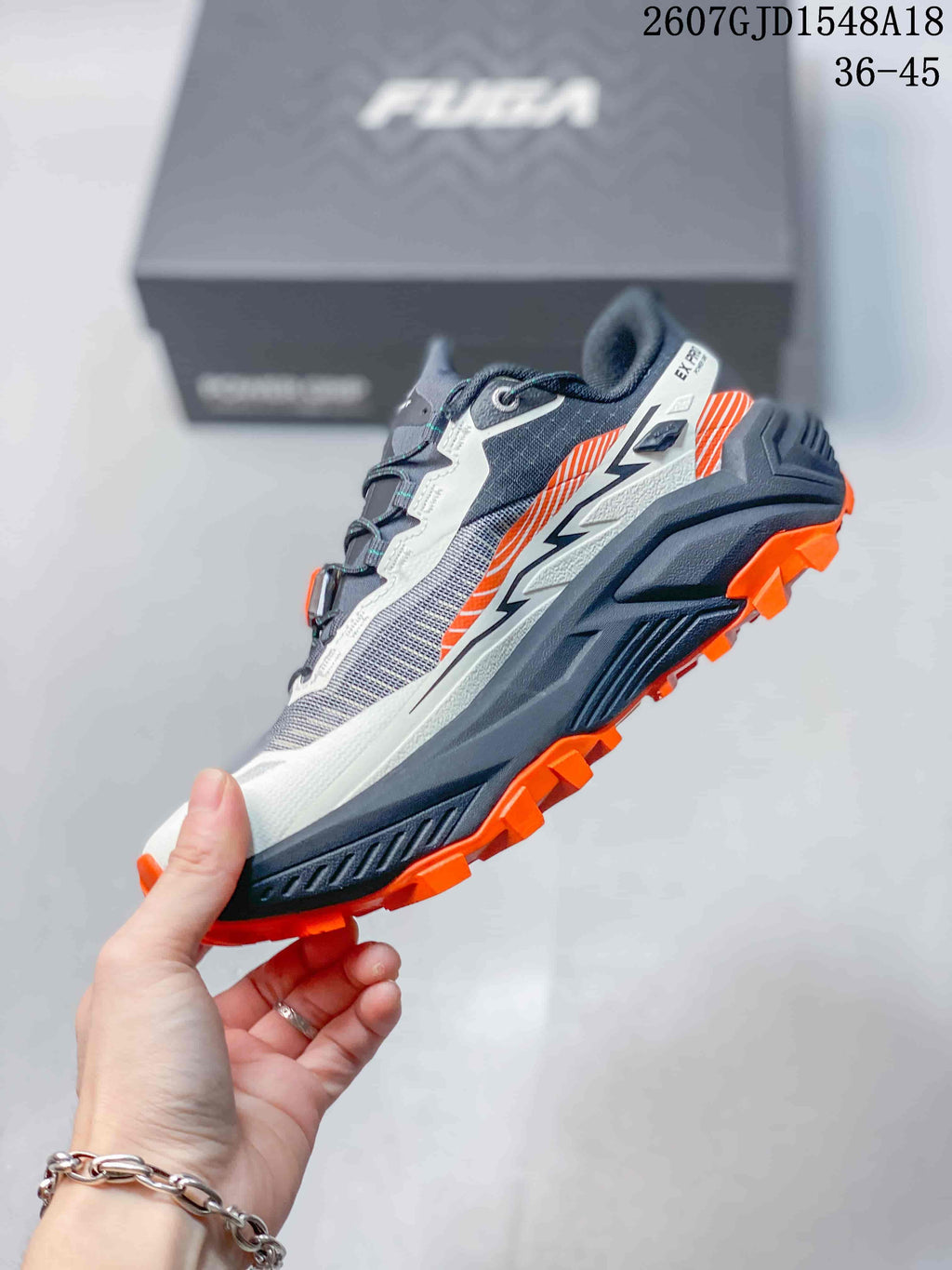 KAILAS FUGA EX330 Trail Running Shoes in Gray White Orange - product image from the listing.