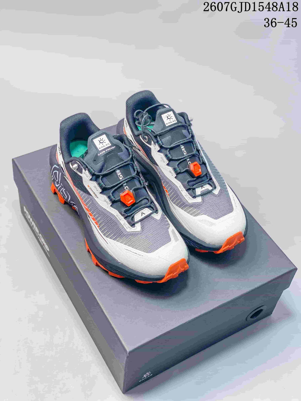 KAILAS FUGA EX330 Trail Running Shoes in Gray White Orange - product image from the listing.
