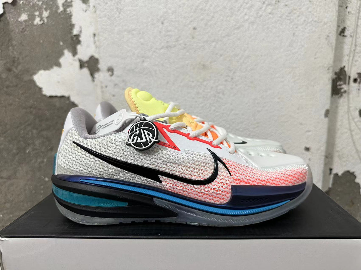 Nike Zoom GT Cut Basketball Shoes in White Blue - product image from the listing.