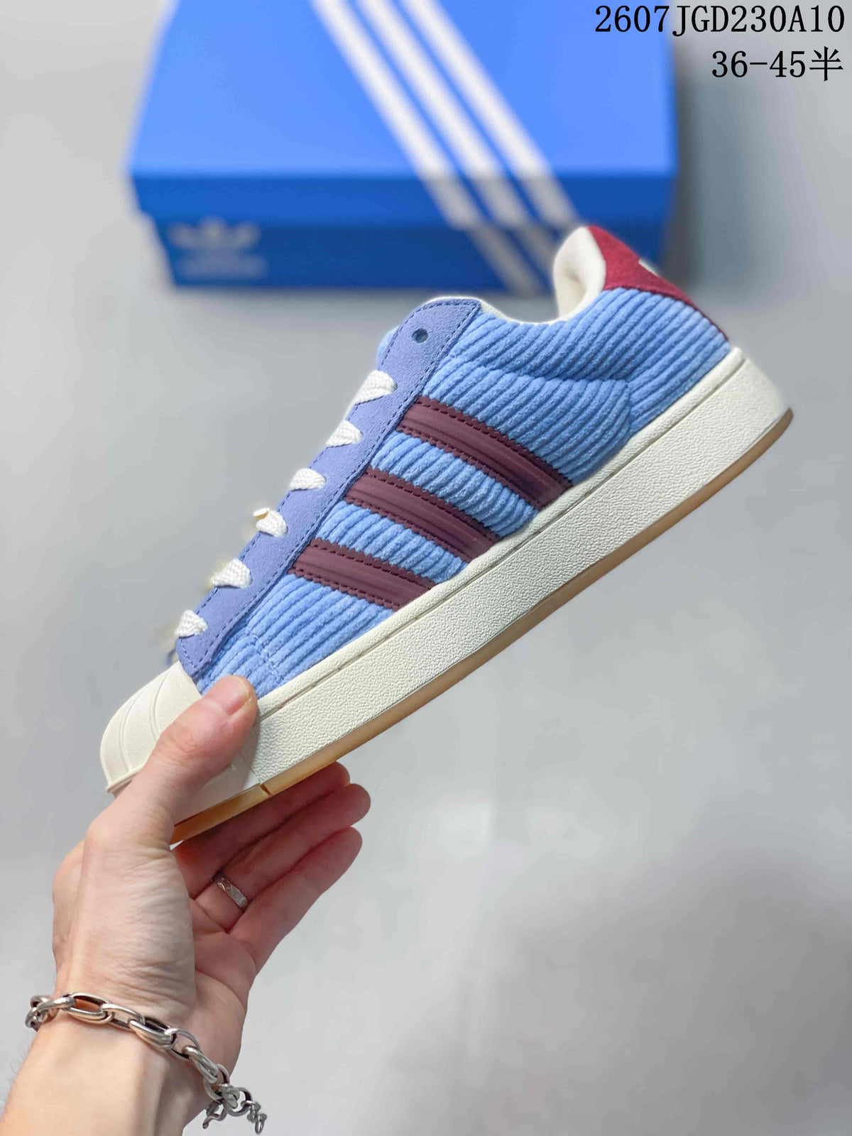 Adidas Superstar II Sneakers in Blue and Burgundy - product image from the listing.