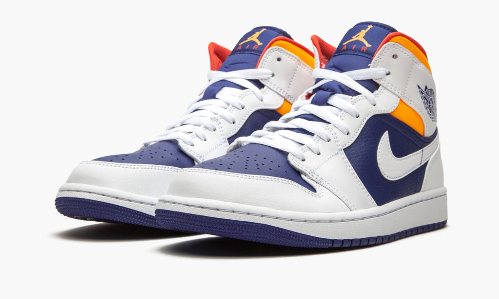 "Royal Blue / Laser Orange" Air Jordan 1 Mid Sneakers - product image from the listing.