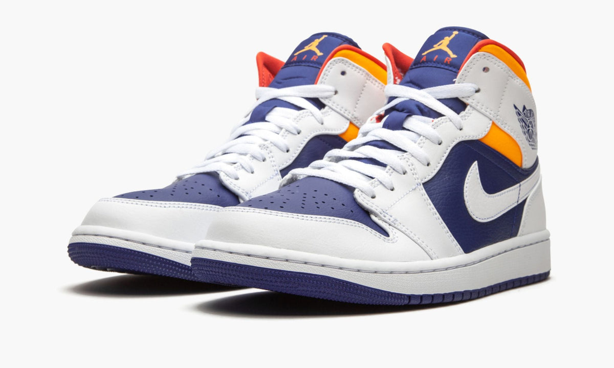 "Royal Blue / Laser Orange" Air Jordan 1 Mid Sneakers - product image from the listing.