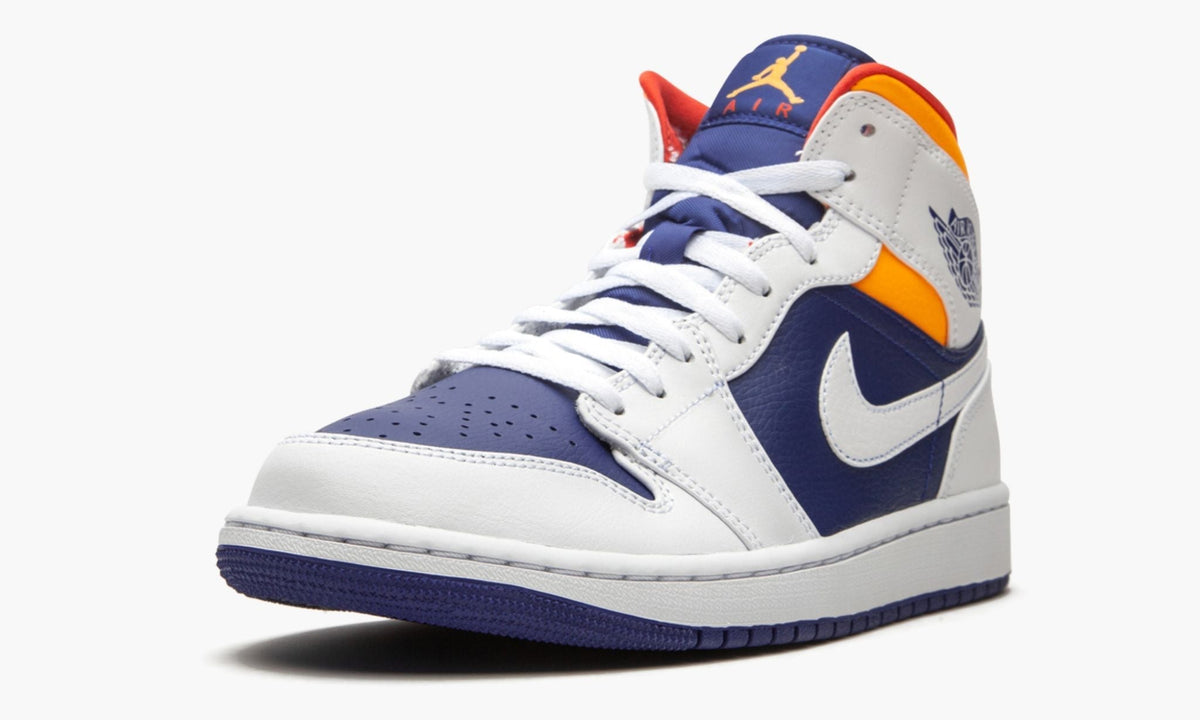 "Royal Blue / Laser Orange" Air Jordan 1 Mid Sneakers - product image from the listing.