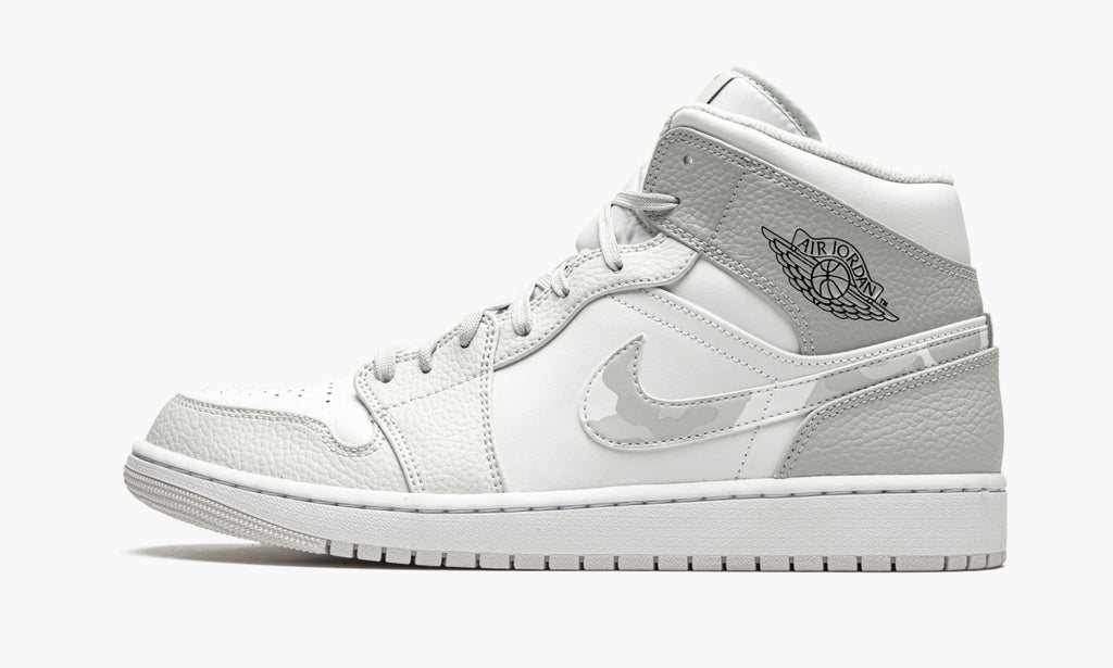 "White Camo" Air Jordan 1 Mid Sneakers - product image from the listing.