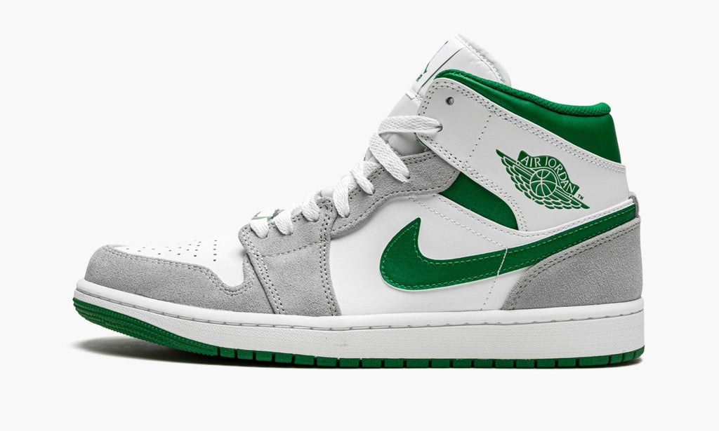 "Grey / Pine Green / White" Air Jordan 1 MID SE Sneakers - product image from the listing.
