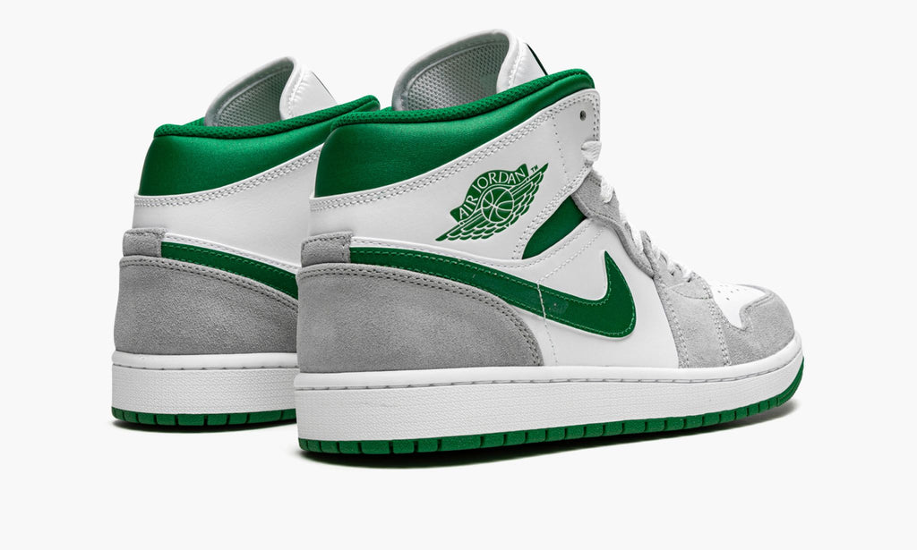 "Grey / Pine Green / White" Air Jordan 1 MID SE Sneakers - product image from the listing.