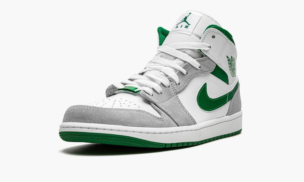 "Grey / Pine Green / White" Air Jordan 1 MID SE Sneakers - product image from the listing.