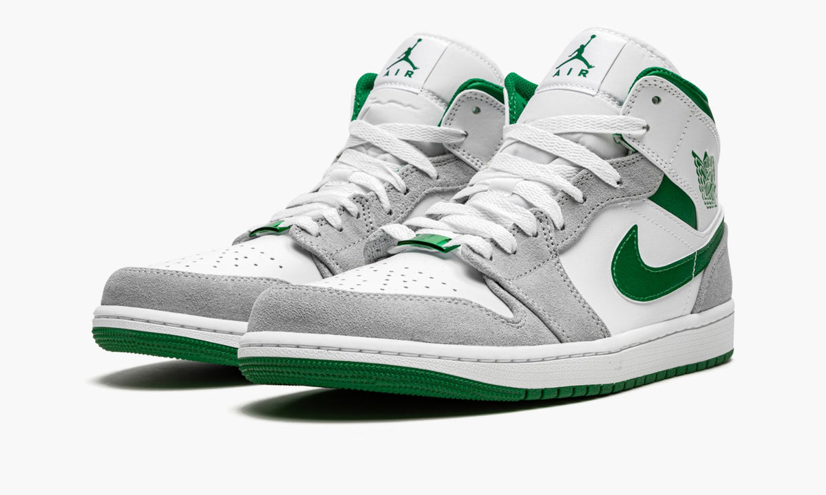 "Grey / Pine Green / White" Air Jordan 1 MID SE Sneakers - product image from the listing.