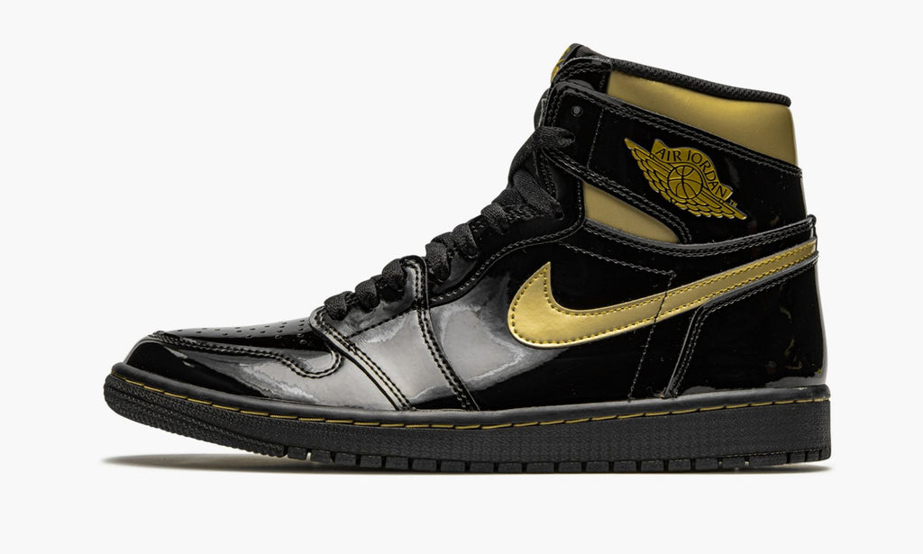 "Black Metallic Gold" Air Jordan 1 Retro High OG Sneakers - product image from the listing.