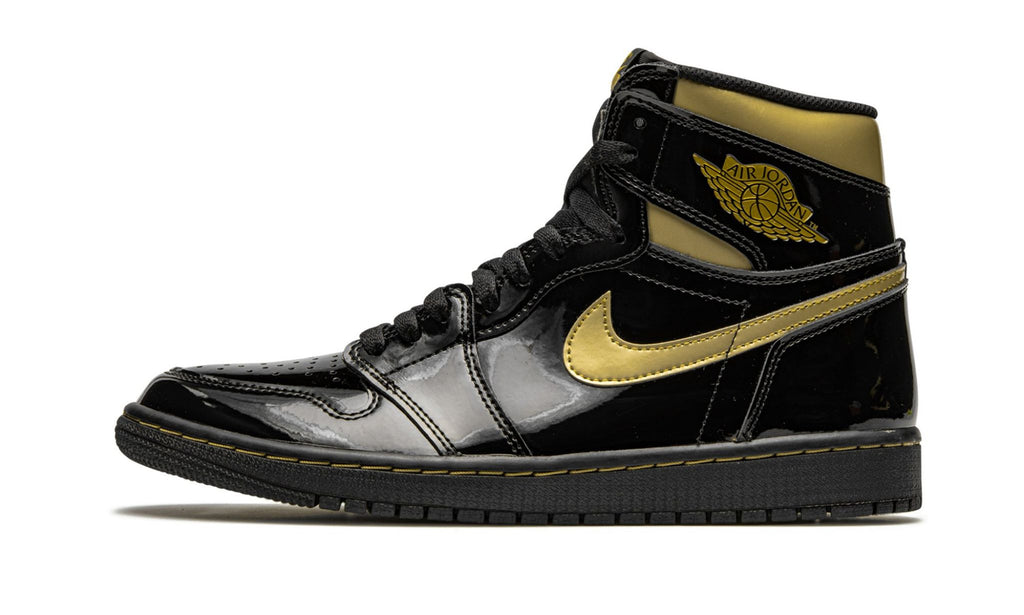 "Black Metallic Gold" Air Jordan 1 Retro High OG Sneakers - product image from the listing.