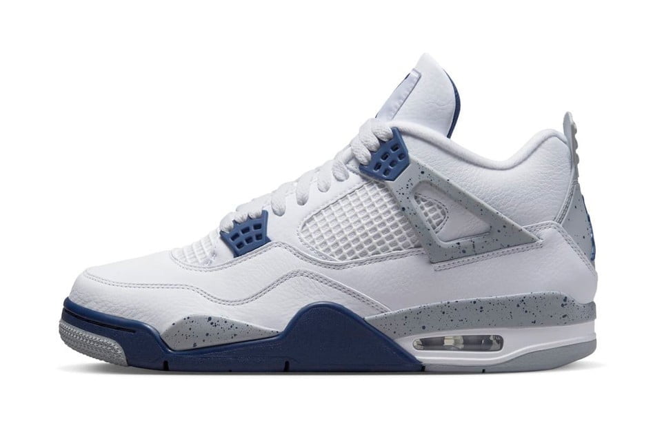 Air Jordan 4 Retro Sneakers in White Midnight Navy - product image from the listing.