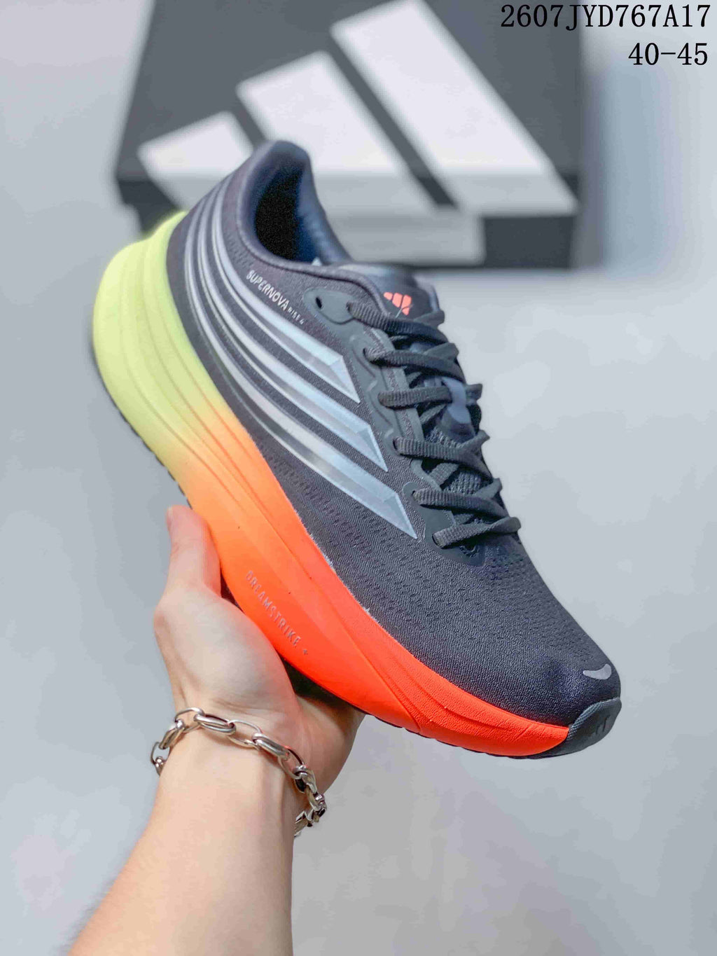 Adidas Supernova Rise Running Shoes in Dark Gray Orange 711570YWI - product image from the listing.
