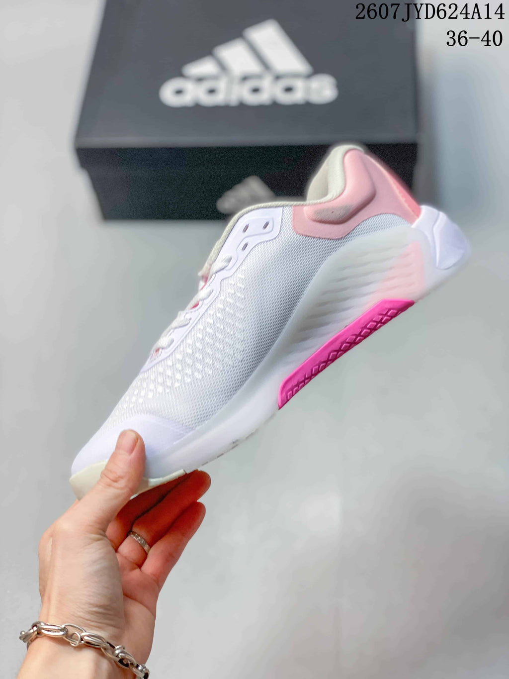 adidas Dropset 4 Training Shoes in White Pink Gray - product image from the listing.