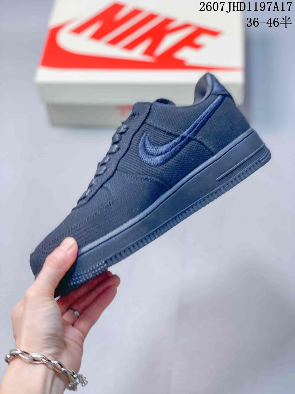 Nike Air Force 1 '07 x Stussy Sneakers in Black 2607JHD1197A17 - product image from the listing.