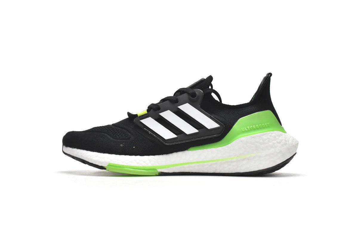 adidas UltraBoost 22 Black Solar Running Shoes in Green GX6640 - product image from the listing.