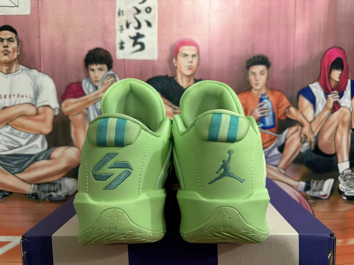 Jordan Luka 1 Basketball Shoes in Green, in Pink and Purple - product image from the listing.