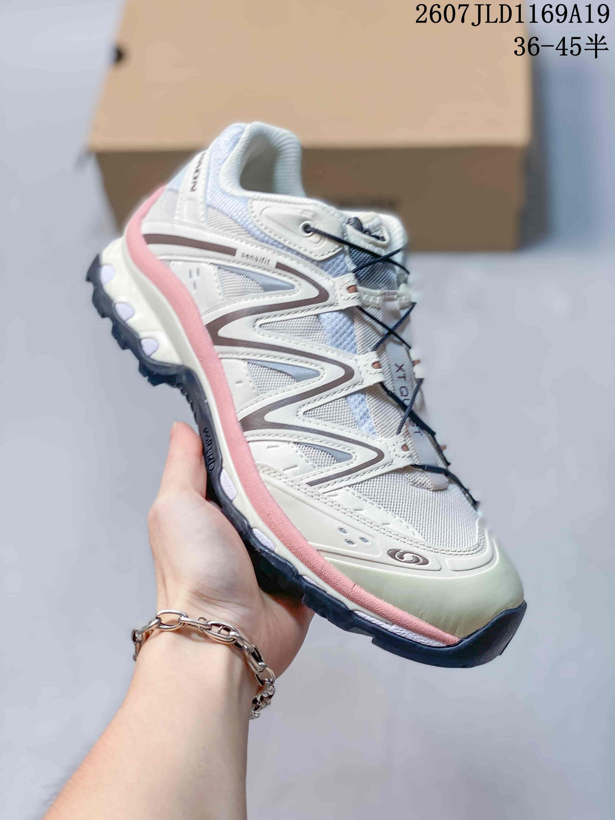 Salomon XT-Quest Trail Sneakers in White Green Pink 2607JLD1169A19 - product image from the listing.