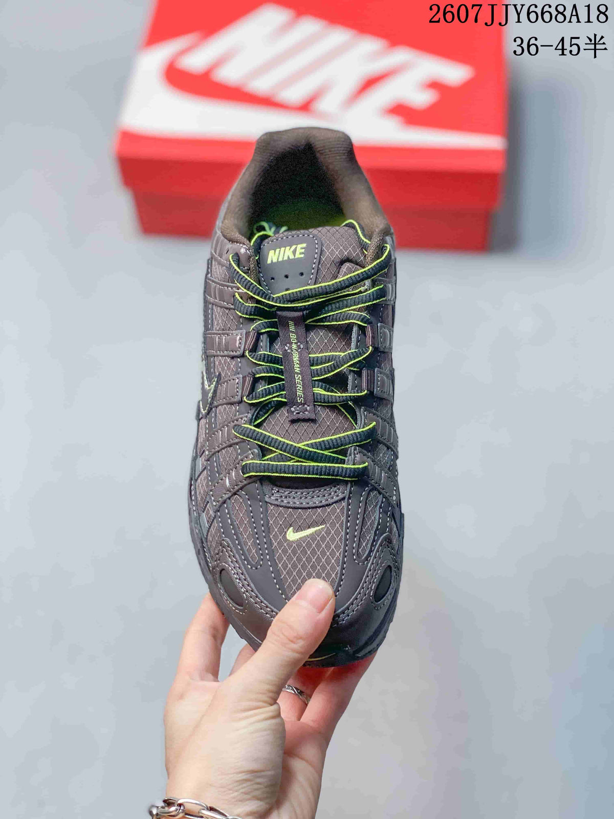 Nike P-6000 Sneakers Dark Gray Neon in Green - product image from the listing.