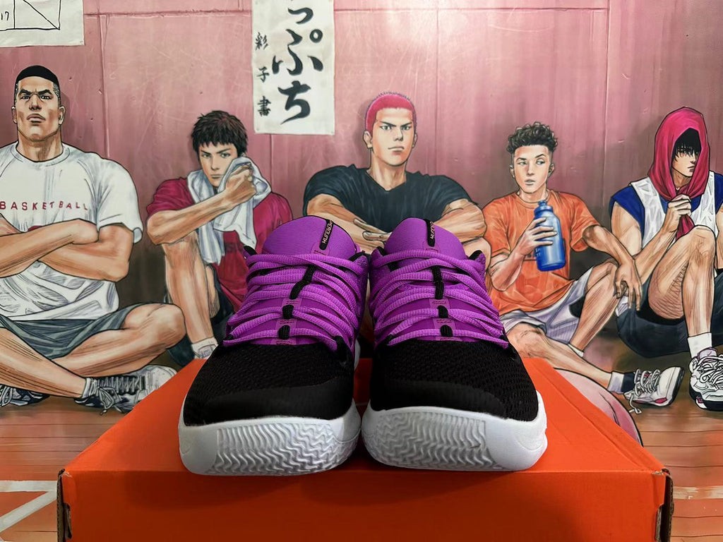 Black and Purple Nike Zoom Basketball Shoes - product image from the listing.