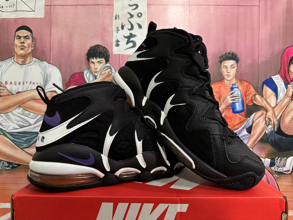 Nike Air Max Uptempo Basketball Shoes in Black Purple - product image from the listing.