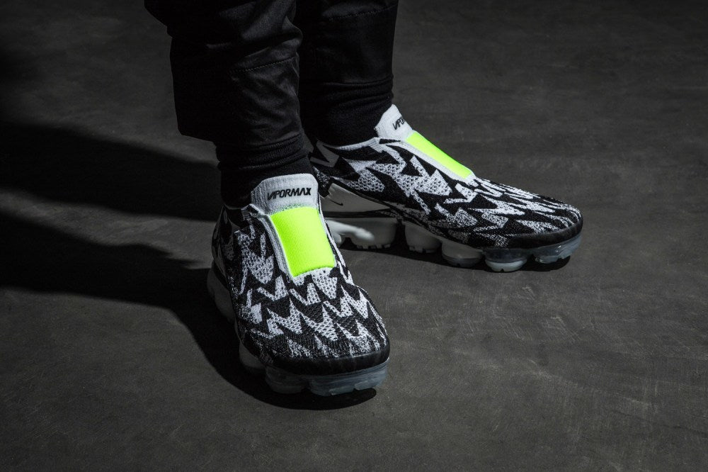 Nike Air VaporMax Moc 2 Acronym in Black White Volt AQ0996-001 - product image from the listing.