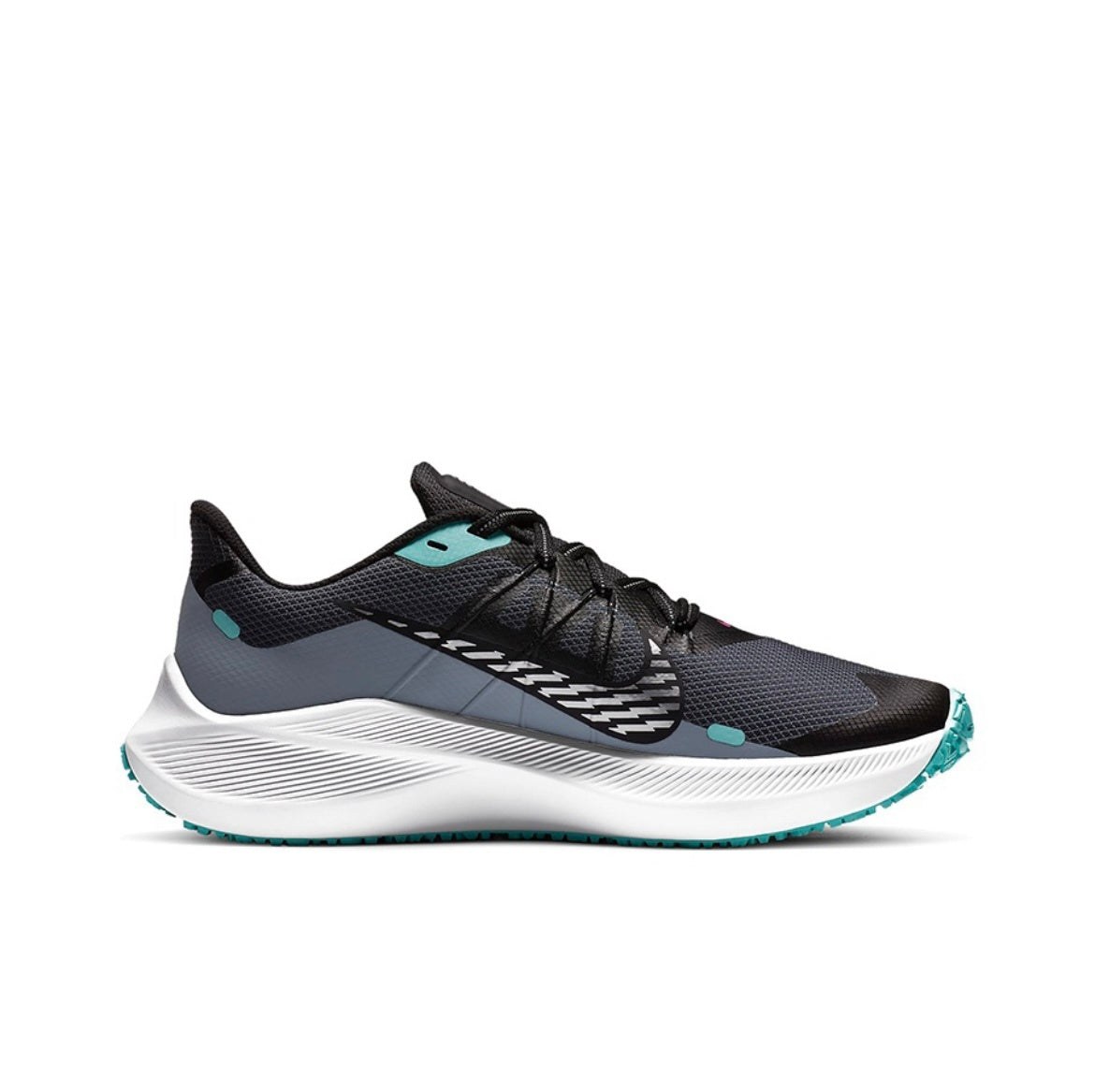 Nike Air Zoom Winflo 7 Shield Running Shoes in Black Gray Green CU3868-403 - product image from the listing.