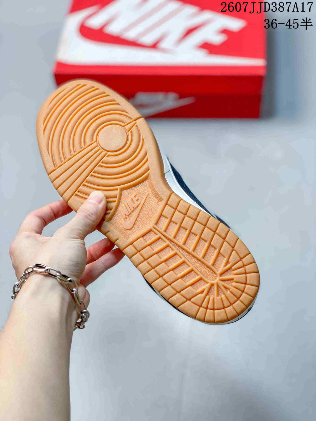 Nike Big Nike Low Lux Sneakers in Navy White Gum 2607JJD387A17 - product image from the listing.