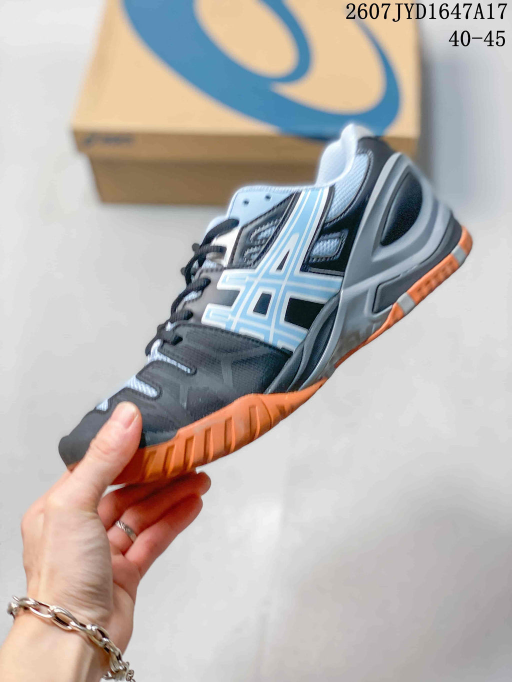 ASICS GEL-Resolution 5 Tennis Shoes in Gray Black Orange - product image from the listing.