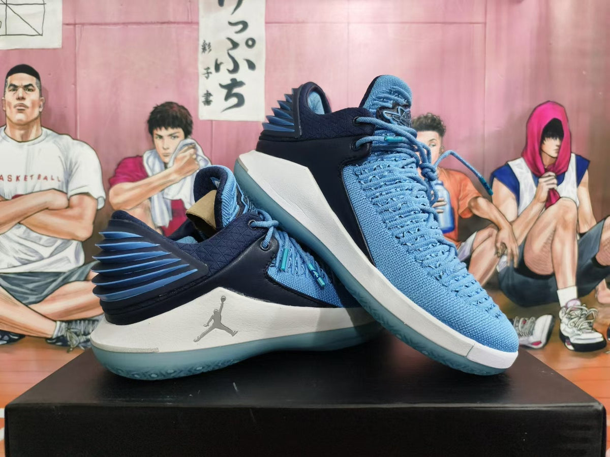 Jordan XXX2 North Carolina Basketball Shoes in Blue - product image from the listing.
