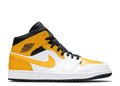 "University Gold" Air Jordan 1 Mid Sneakers - product image from the listing.