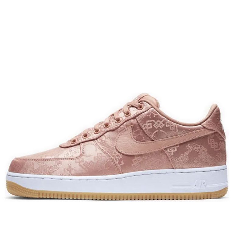 CLOT x Nike Air Force 1 Low Rose Gold Silk Trainers - product image from the listing.