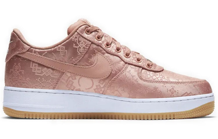 CLOT x Nike Air Force 1 Low Rose Gold Silk Trainers - product image from the listing.