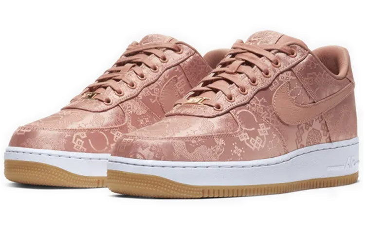 CLOT x Nike Air Force 1 Low Rose Gold Silk Trainers - product image from the listing.