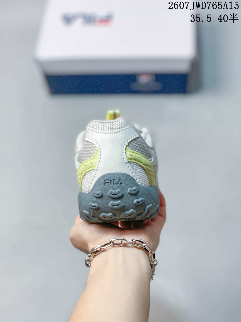 FILA Pebble Low-Top Sneakers in White Lime 711650UTU - product image from the listing.