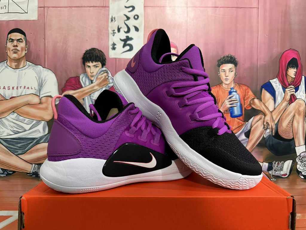 Black and Purple Nike Zoom Basketball Shoes - product image from the listing.