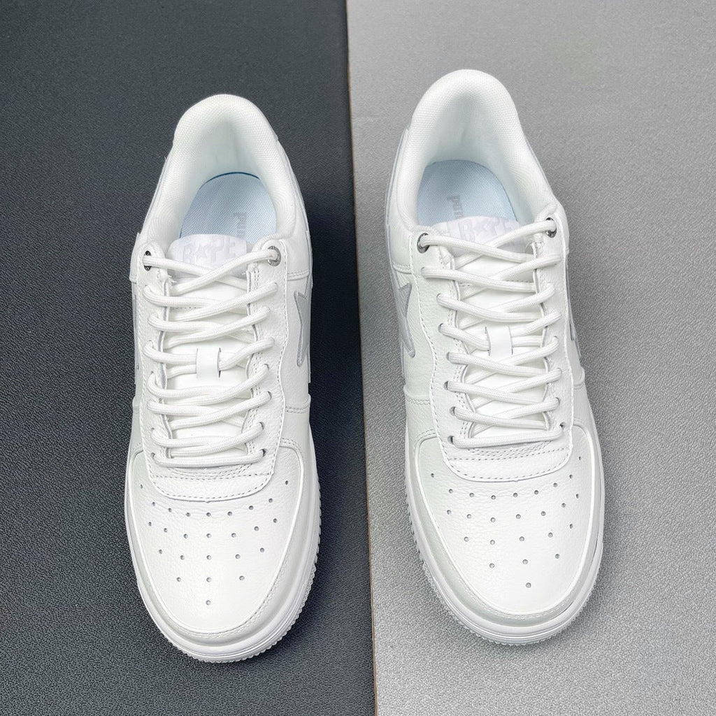 White and Grey BAPE STA Low Sneakers - product image from the listing.