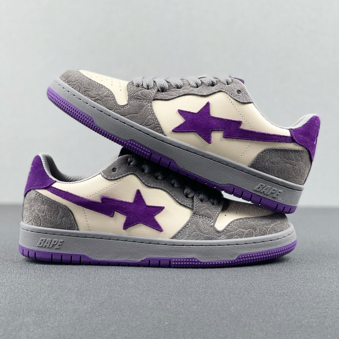 BAPE SK8 Sta Sneakers in White Purple - product image from the listing.