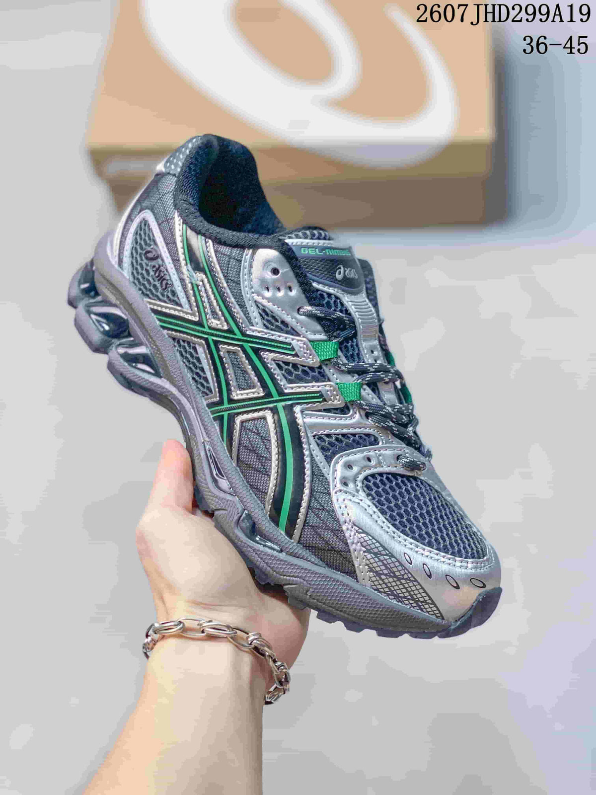 ASICS Gel-Nimbus 10.1 Retro Running Sneakers in Silver Green - product image from the listing.