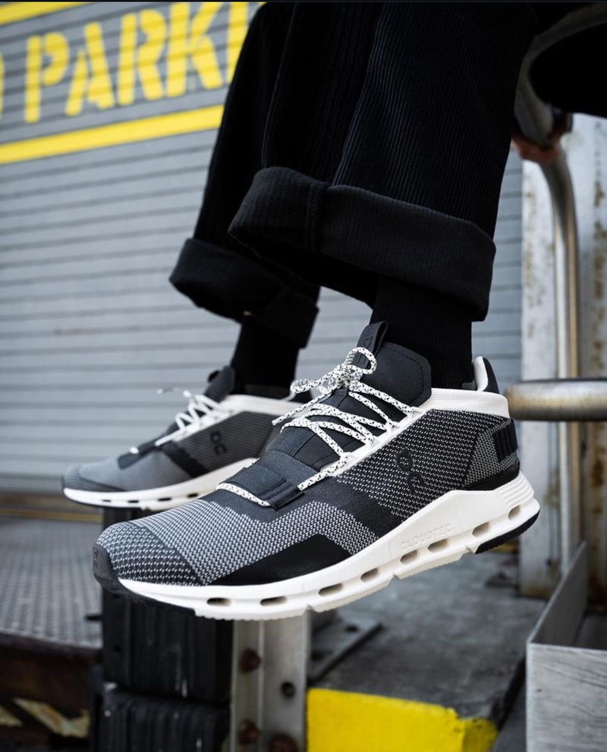 On Cloudnova Black/White Lifestyle Trainers - product image from the listing.
