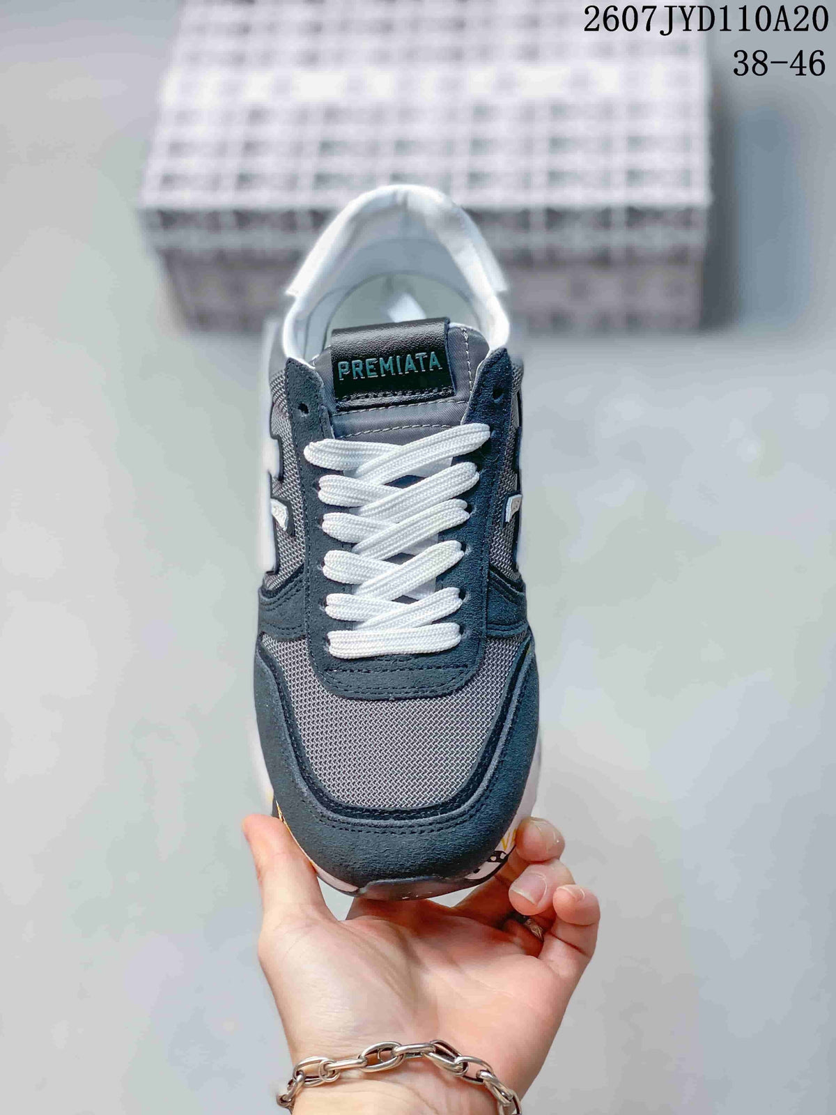 Premiata 2607 JYD110A20 Retro Casual Sneakers in Navy Gray - product image from the listing.