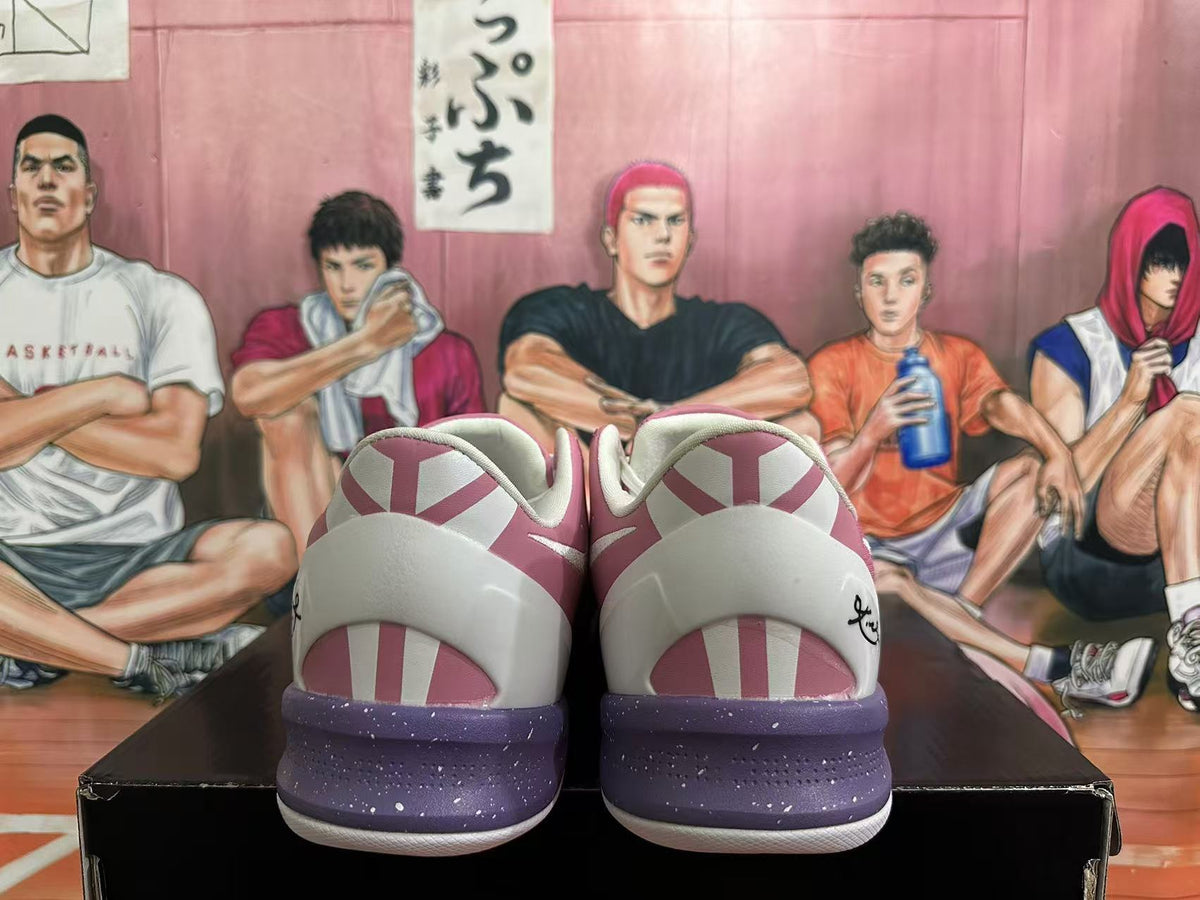 Pink and White Nike Kobe 8 Basketball Shoes - product image from the listing.