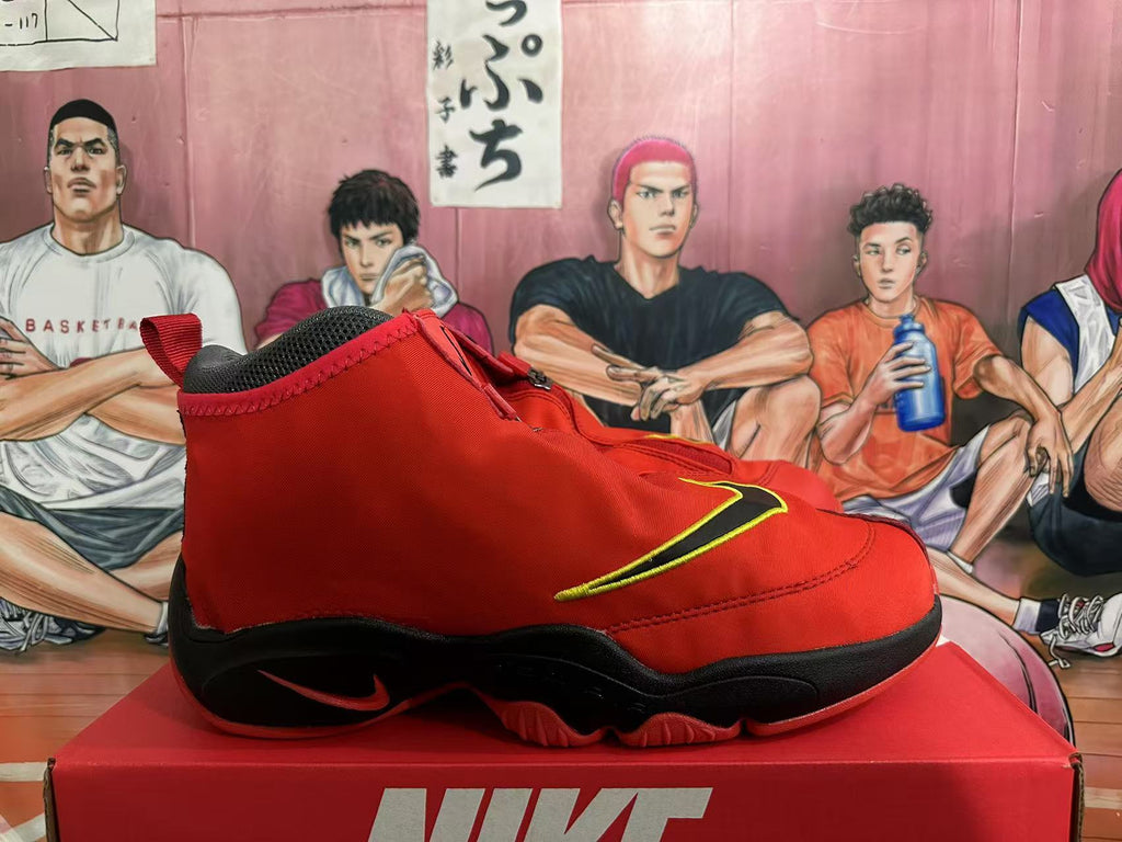 Nike Air Flightposite Basketball Shoes in Red Black - product image from the listing.